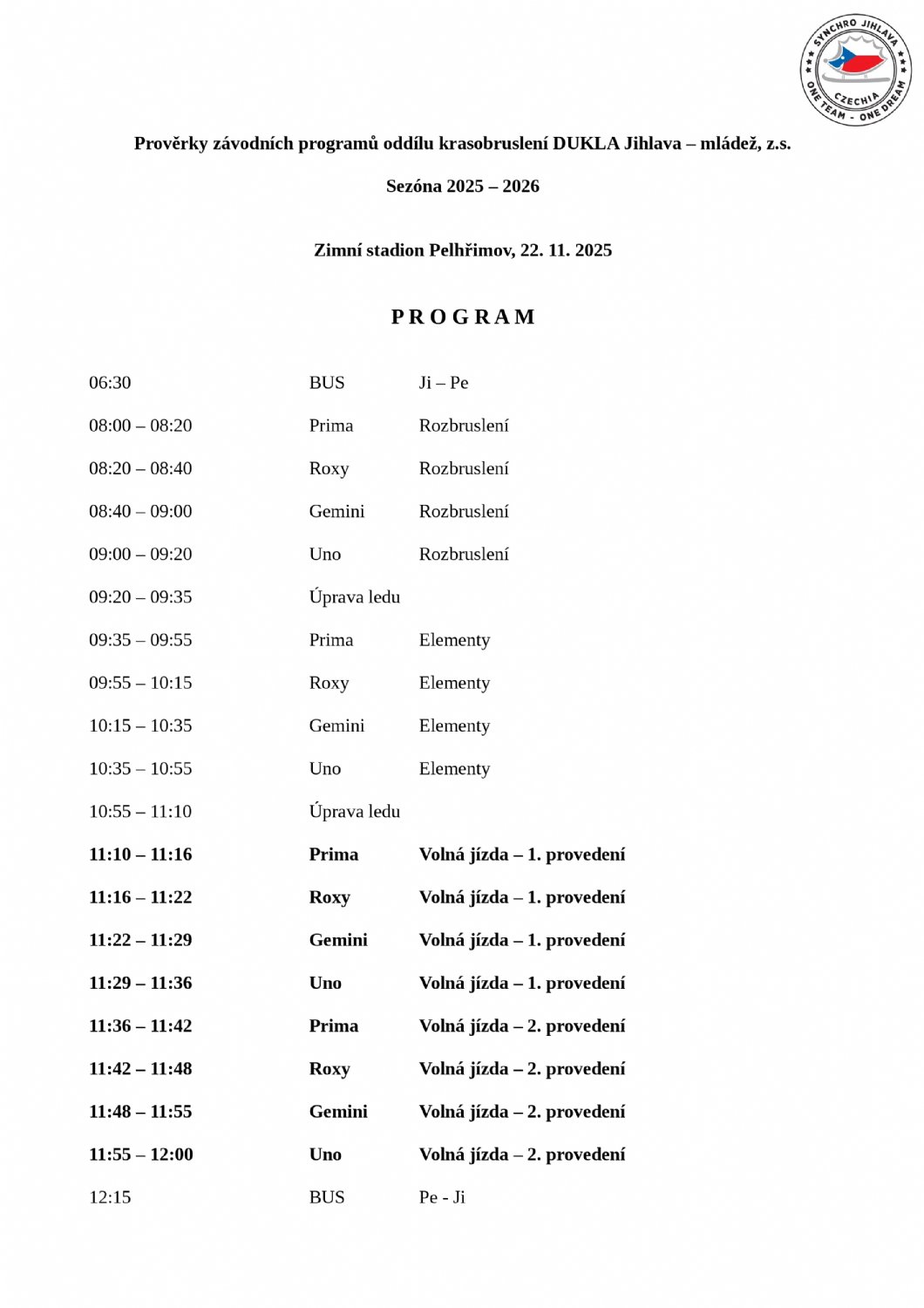 Celý program prověrek